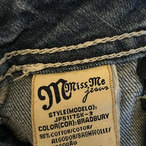 Miss Me Women's Skinny Jeans Blue Wash with Embellished Wing Design size 28 - Picture 6 of 7